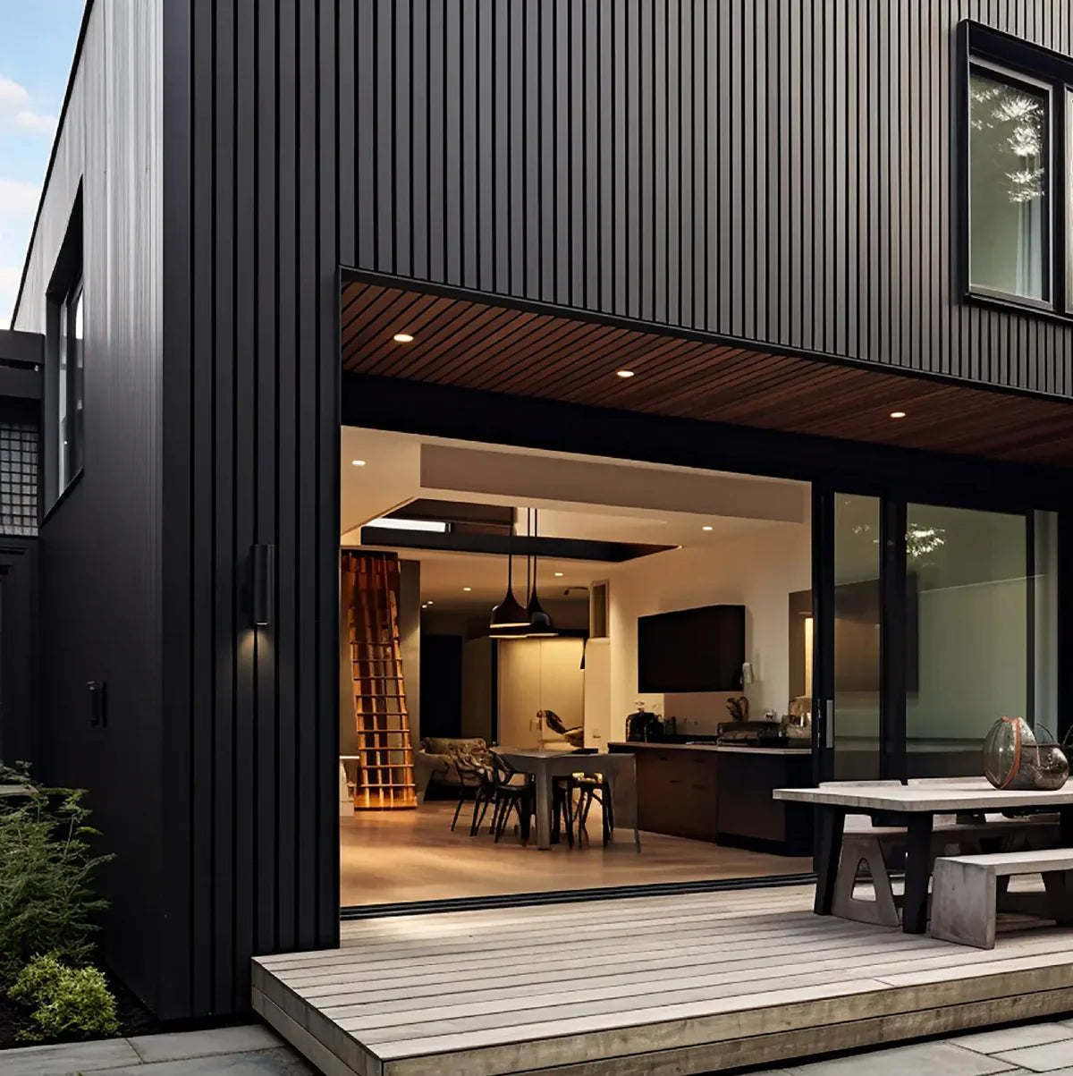 Exterior Wood-Look Composite Slat Panels