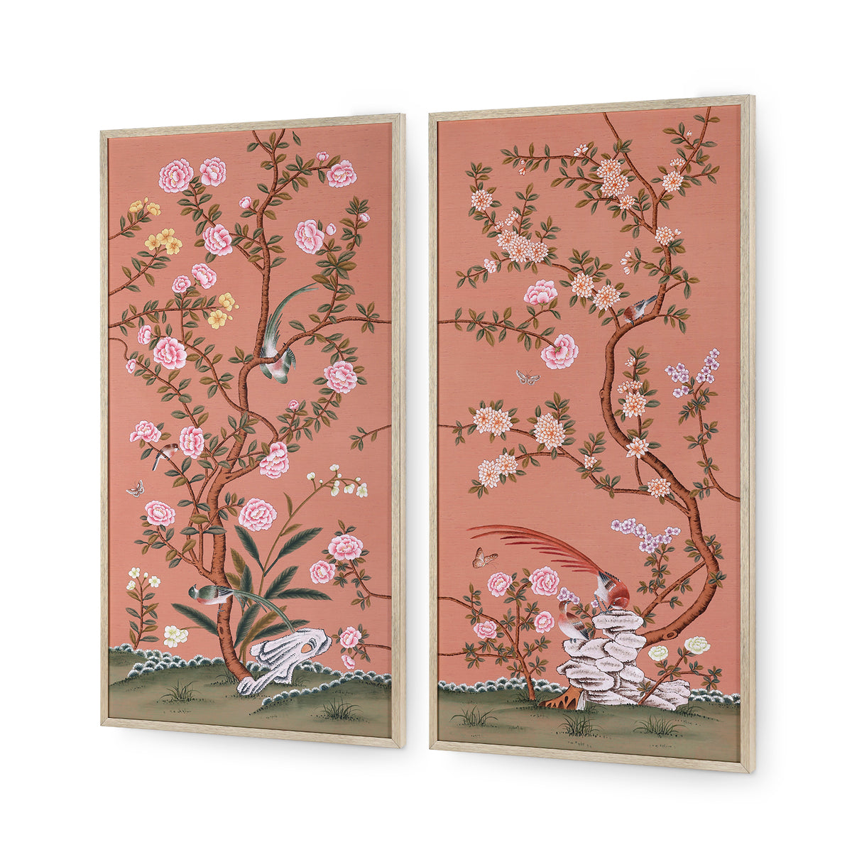 Russet Terrace Framed Silk Panel Pair