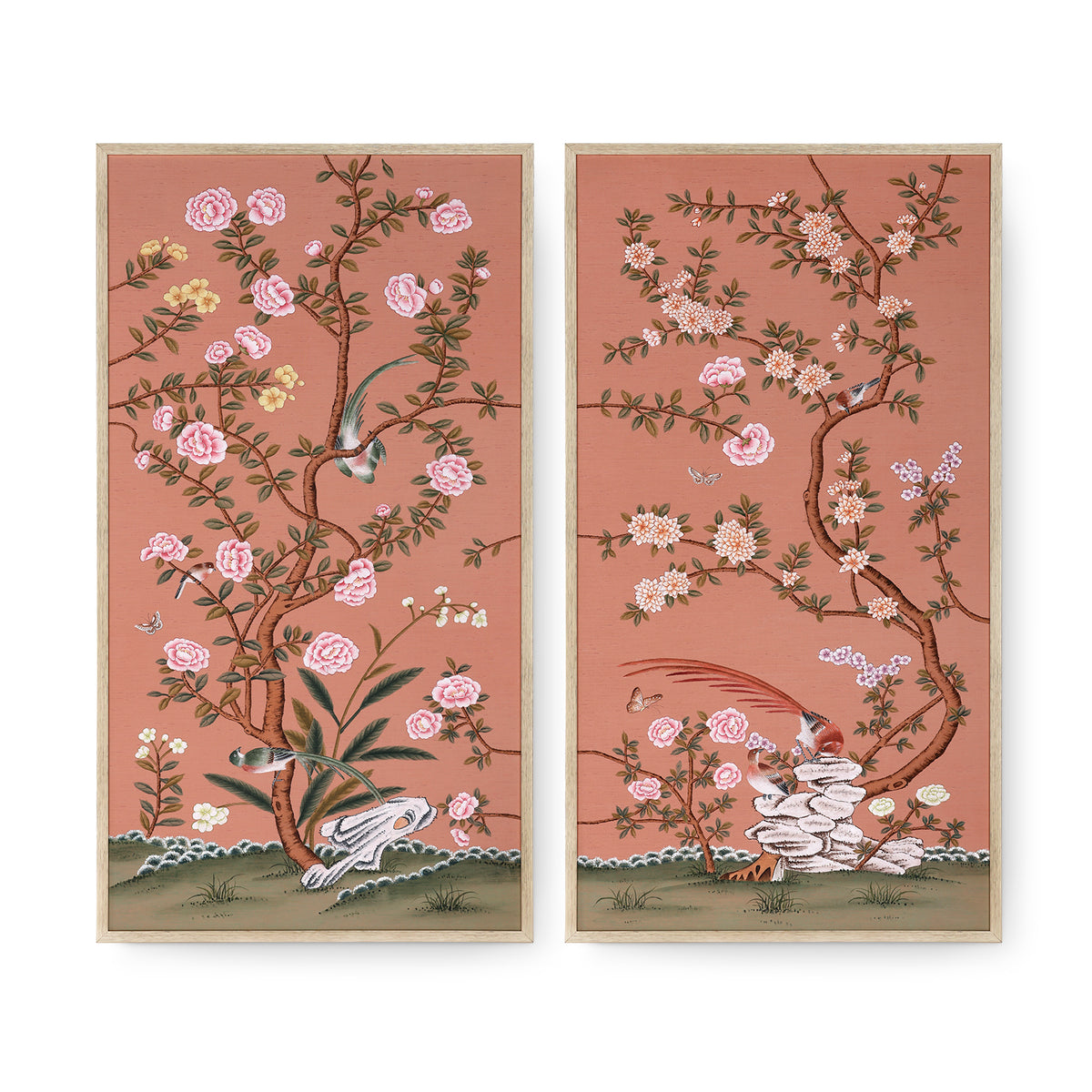 Russet Terrace Framed Silk Panel Pair