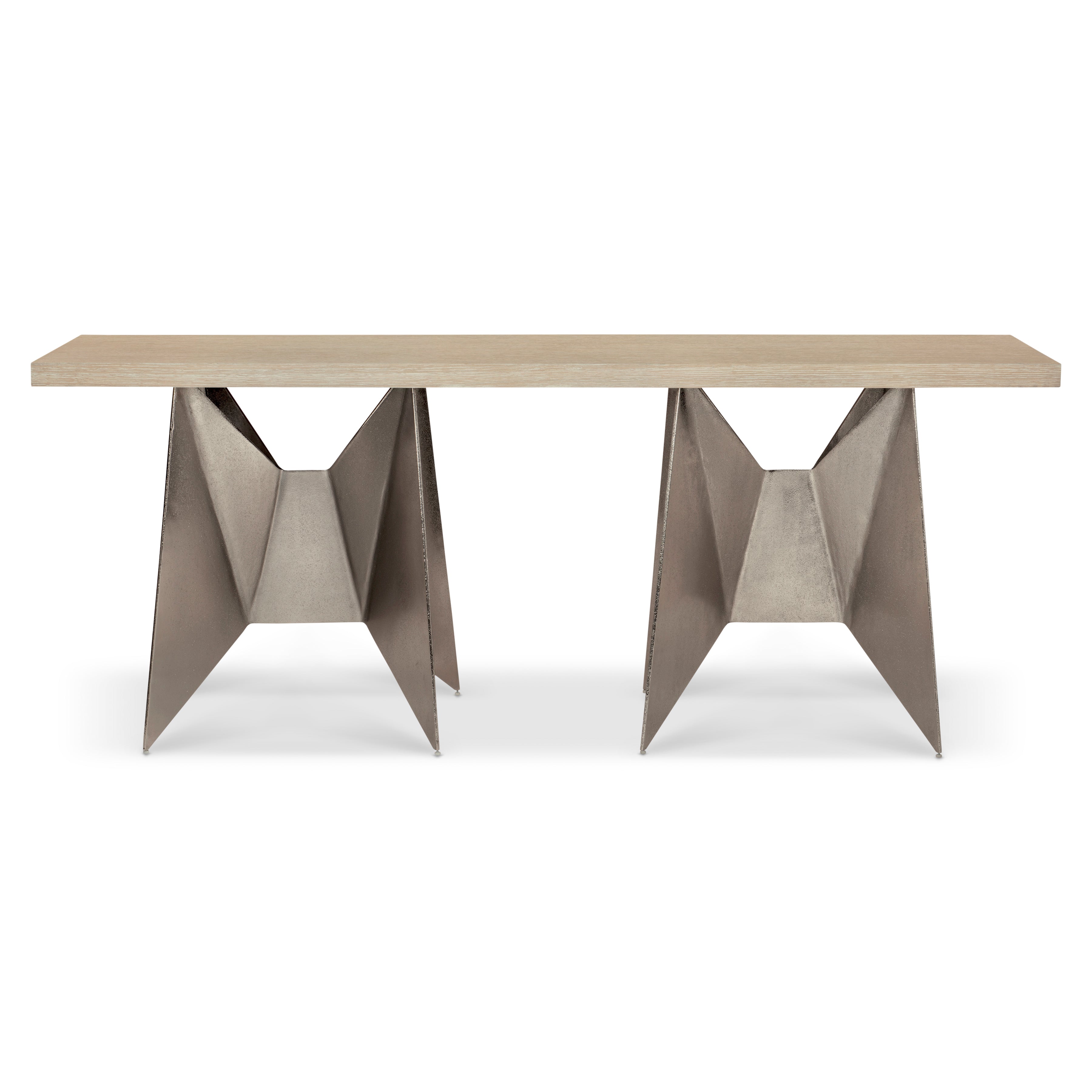 Solaria Console Table with 2 Metal Origami-inspired Bases by Bernhardt