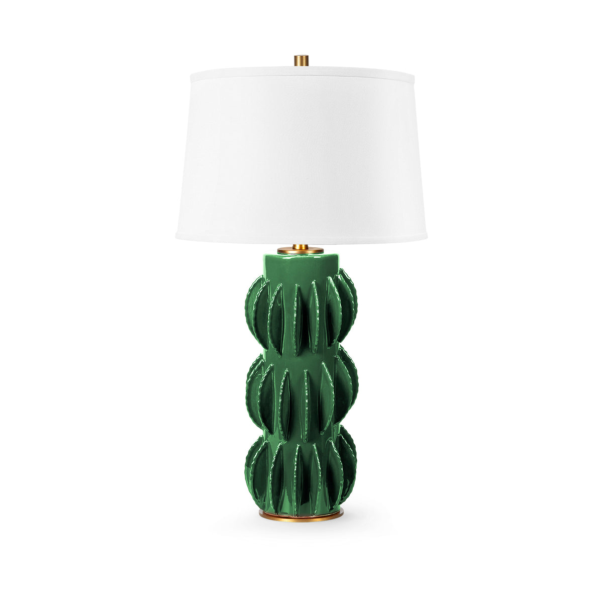 Saguaro Lamp with Shade 17-inch White Linen with Gold