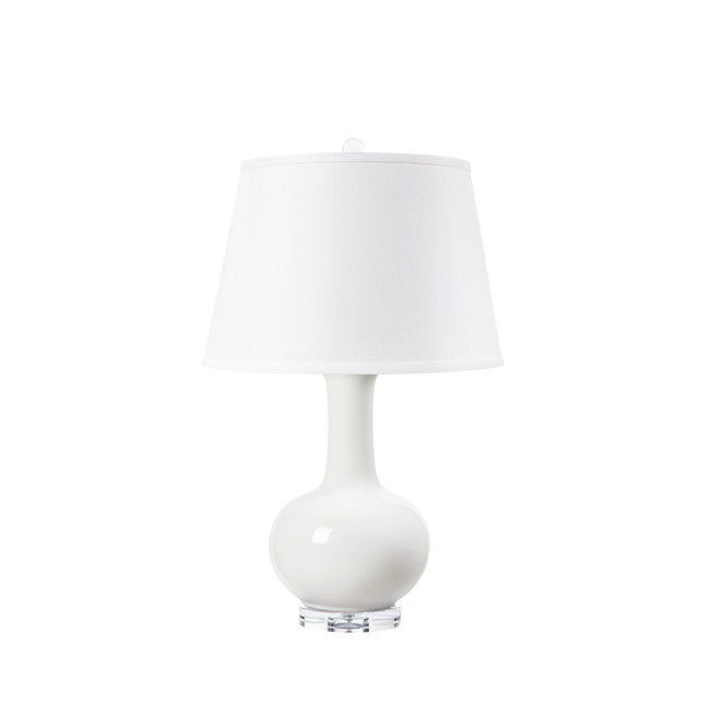 Somerset Lamp with Shade 16-inch White Linen with Nickel