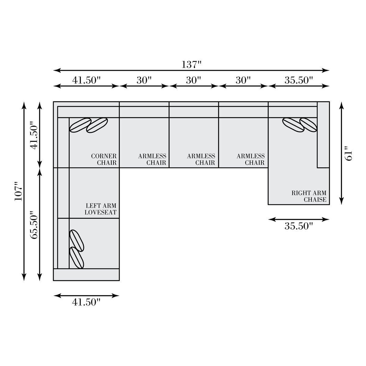 Drew 6-Piece Right Facing Fabric Sectional by Bernhardt