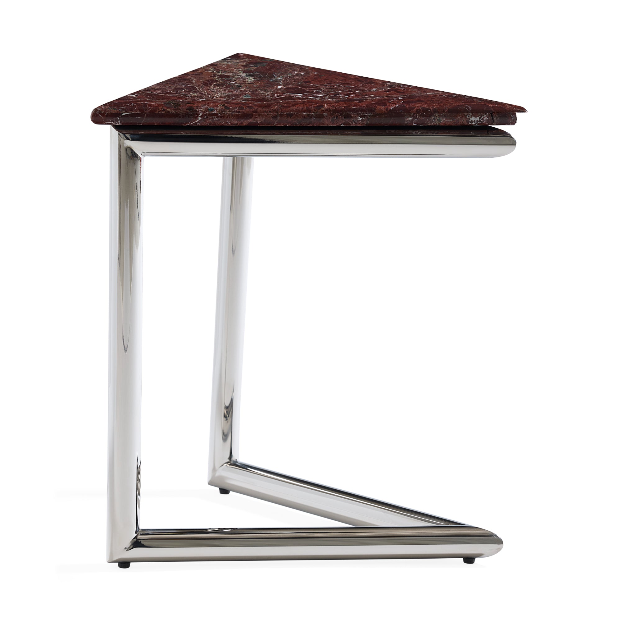 Ultra Triangle Accent Table - Red Marble/Chrome