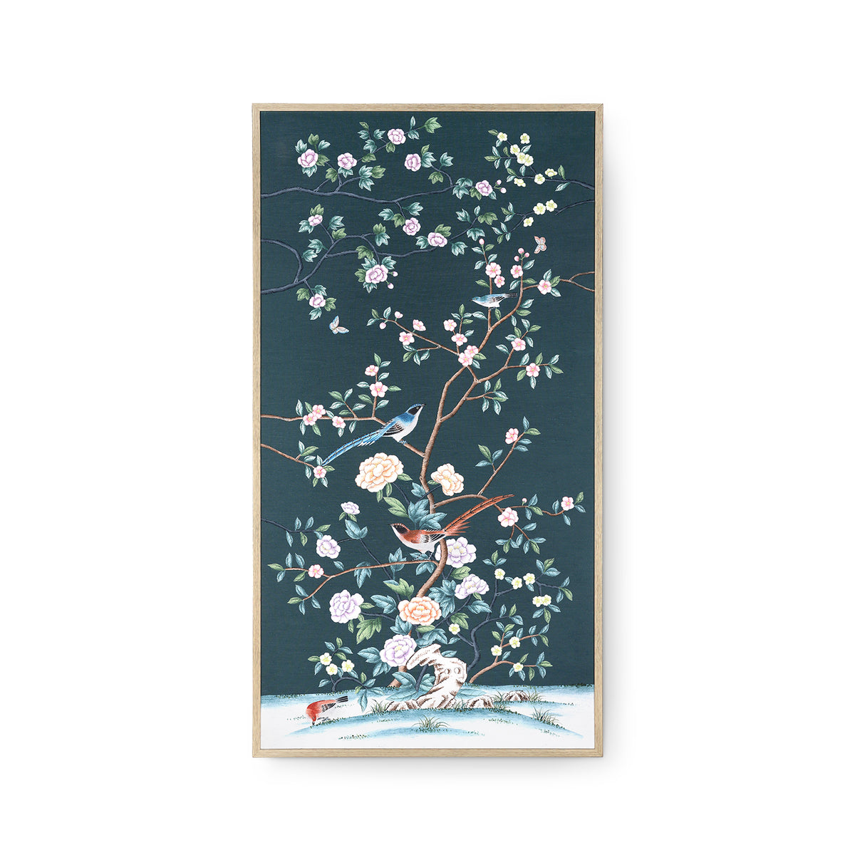 Verdant Canopy Framed Silk Panel