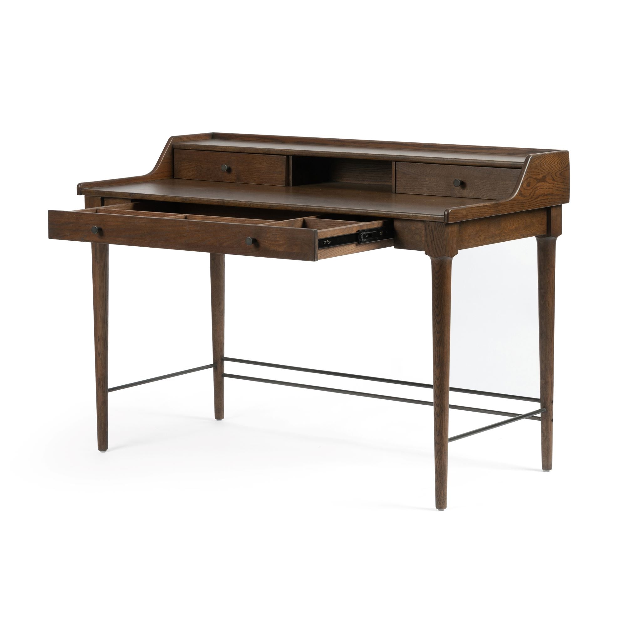 Moreau Writing Desk-Dark Toasted Oak Desks Four Hands Four Hands, Mid Century Modern Furniture, Old Bones Furniture Company, Old Bones Co, Modern Mid Century, Designer Furniture, https://www.oldbonesco.com/