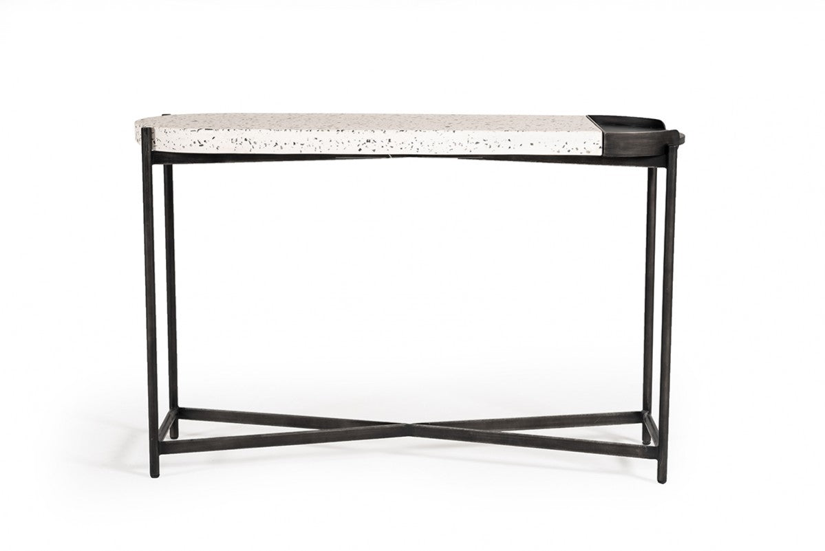 Gemini Modern White Terrazzo Concrete Console CONSOLE VIG Furniture Four Hands, Burke Decor, Mid Century Modern Furniture, Old Bones Furniture Company, Old Bones Co, Modern Mid Century, Designer Furniture, https://www.oldbonesco.com/