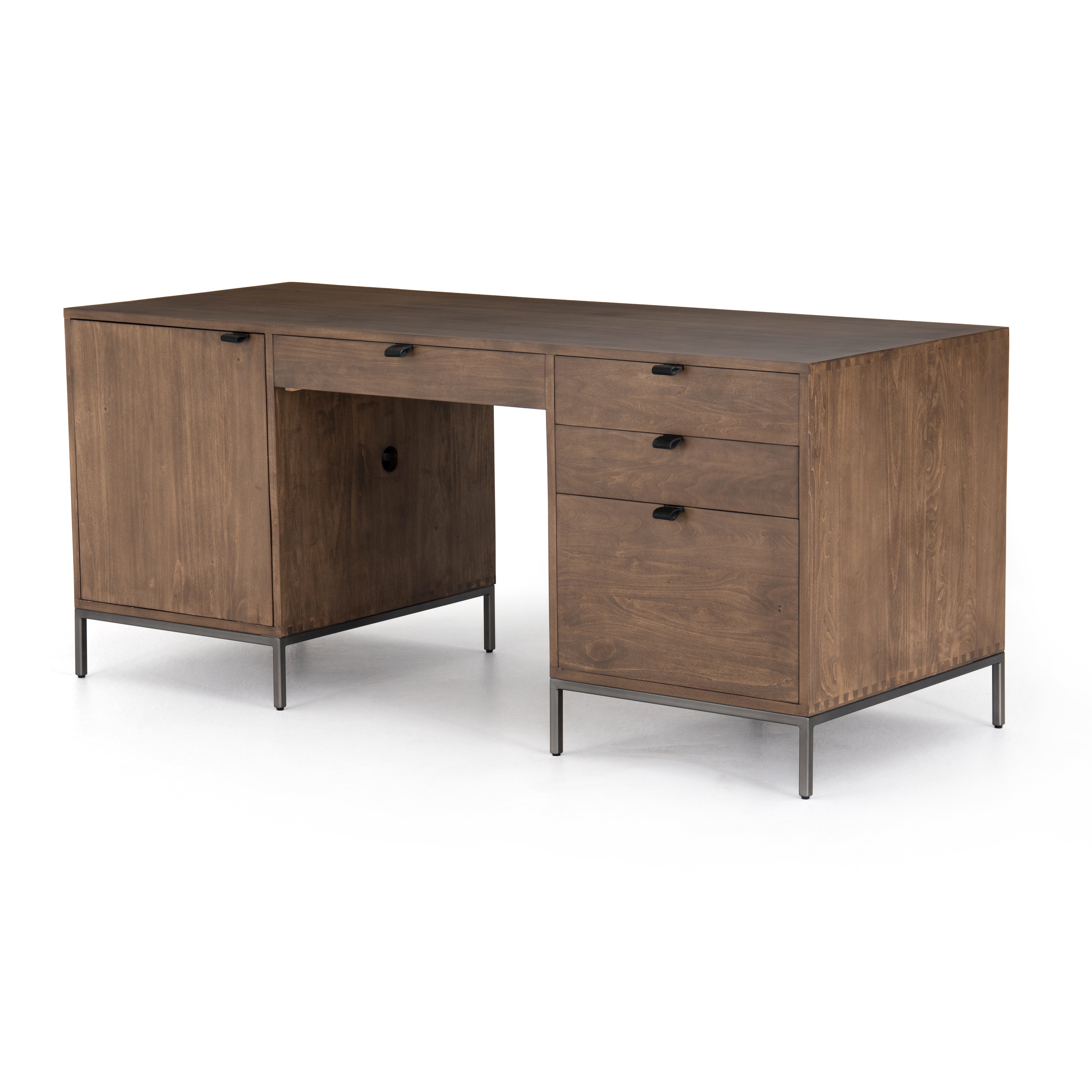 Trey Executive Desk Auburn PolparDesk Four Hands Auburn Polpar Four Hands, Mid Century Modern Furniture, Old Bones Furniture Company, Old Bones Co, Modern Mid Century, Designer Furniture, https://www.oldbonesco.com/
