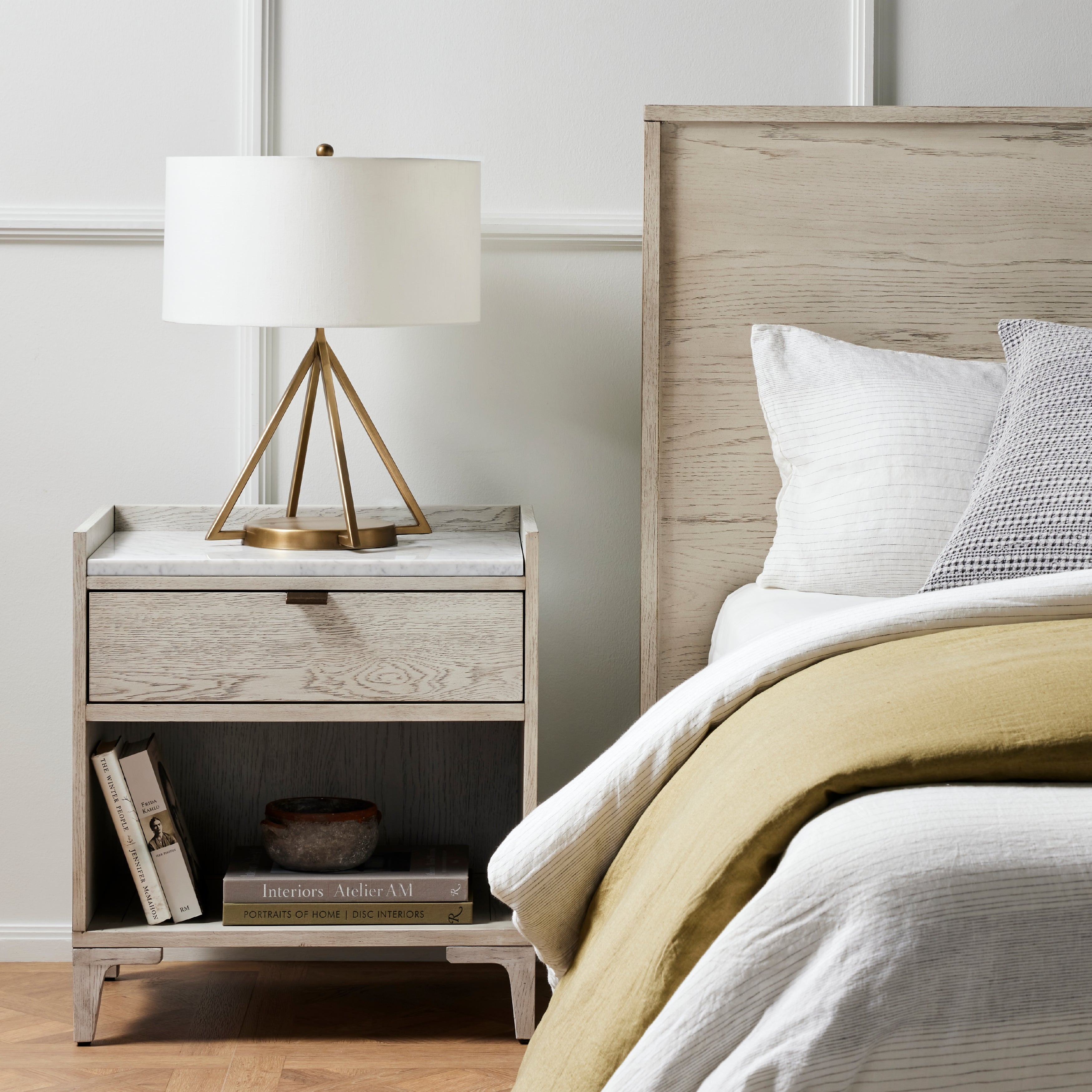 Viggo Nightstand-Vinatge White Wash Nightstands Four Hands     Four Hands, Burke Decor, Mid Century Modern Furniture, Old Bones Furniture Company, Old Bones Co, Modern Mid Century, Designer Furniture, https://www.oldbonesco.com/