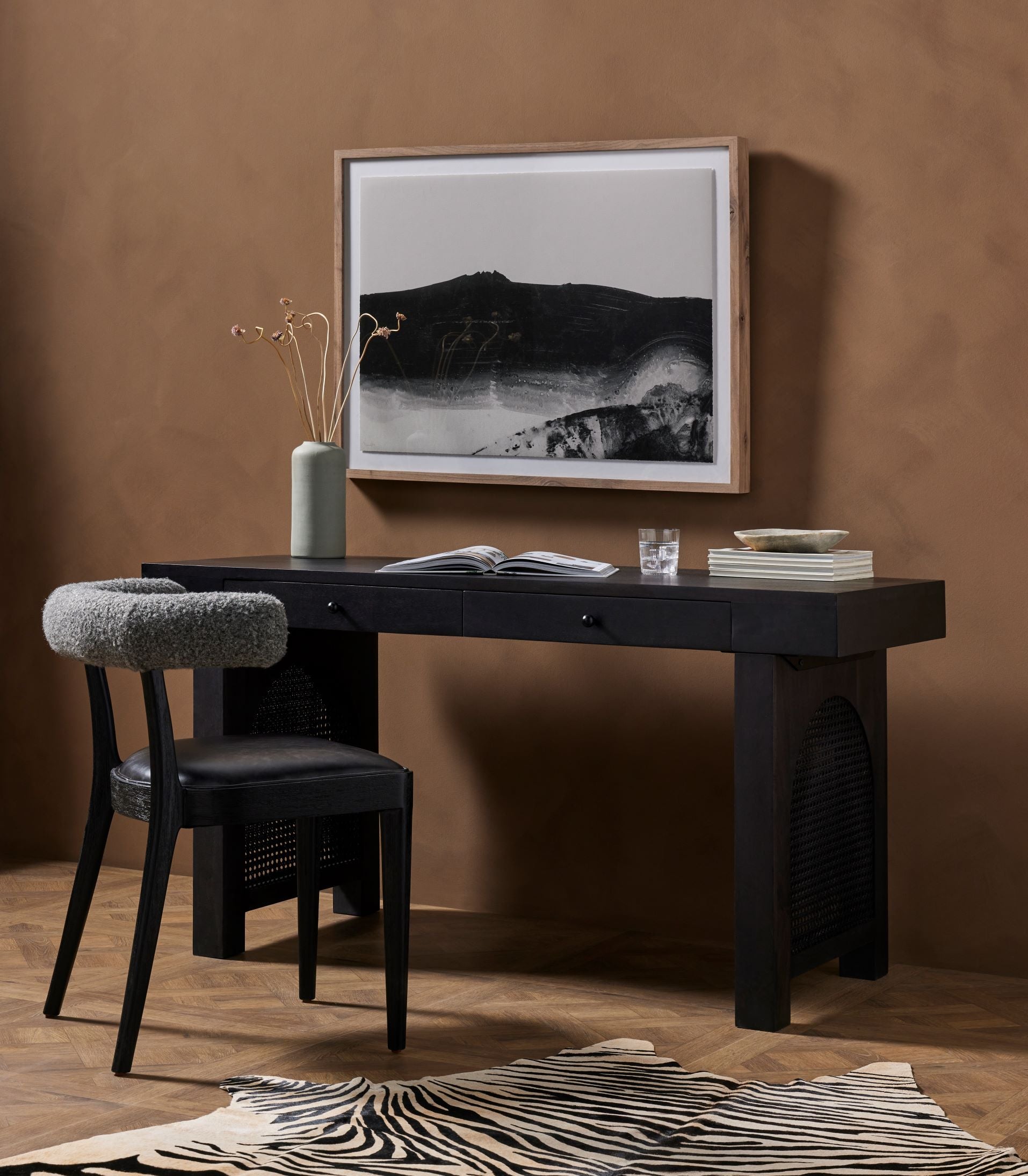 Tilda Desk-Black Wash Mango Desks Four Hands Four Hands, Mid Century Modern Furniture, Old Bones Furniture Company, Old Bones Co, Modern Mid Century, Designer Furniture, https://www.oldbonesco.com/