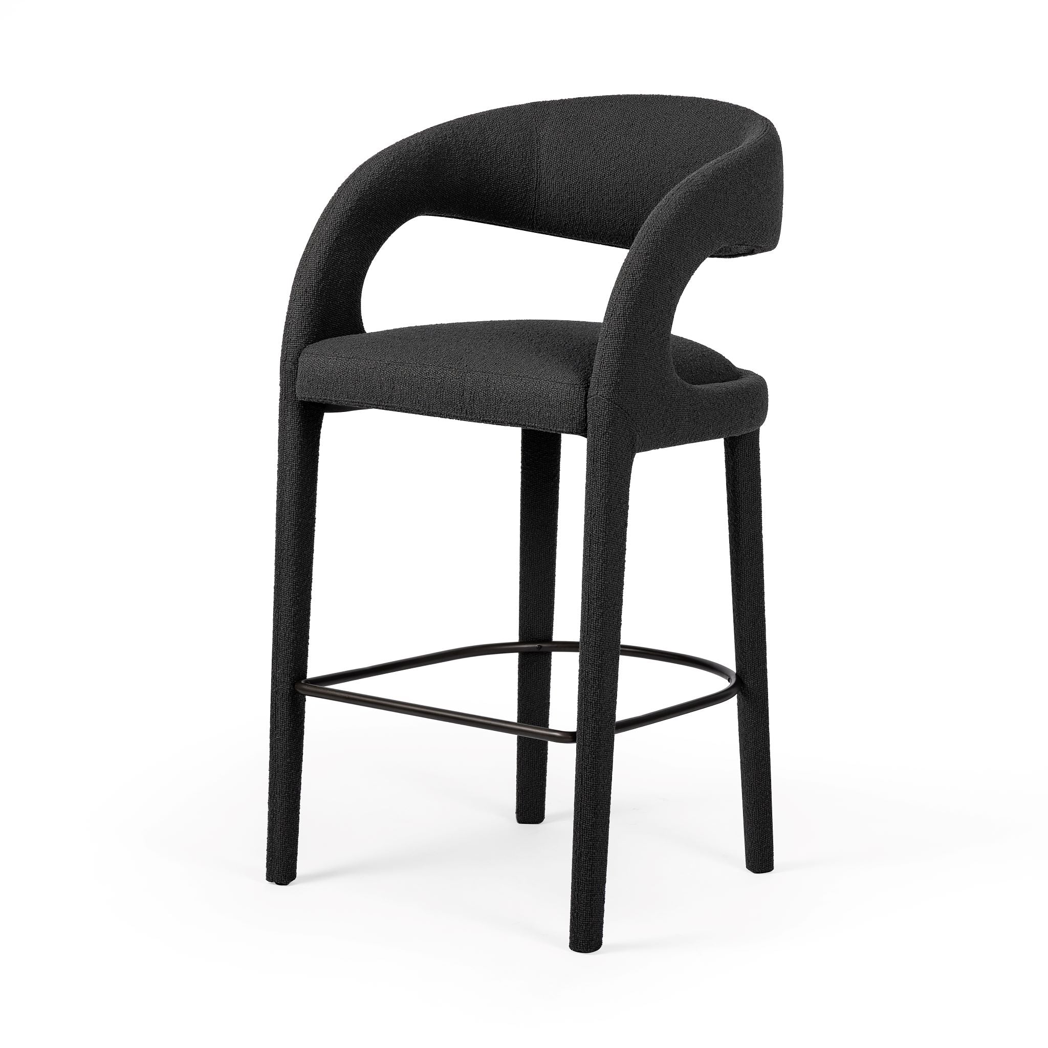 Hawkins Stool Bar / Fiqa Boucle CharcoalBAR AND COUNTER STOOL Four Hands Bar Fiqa Boucle Charcoal Four Hands, Mid Century Modern Furniture, Old Bones Furniture Company, Old Bones Co, Modern Mid Century, Designer Furniture, https://www.oldbonesco.com/