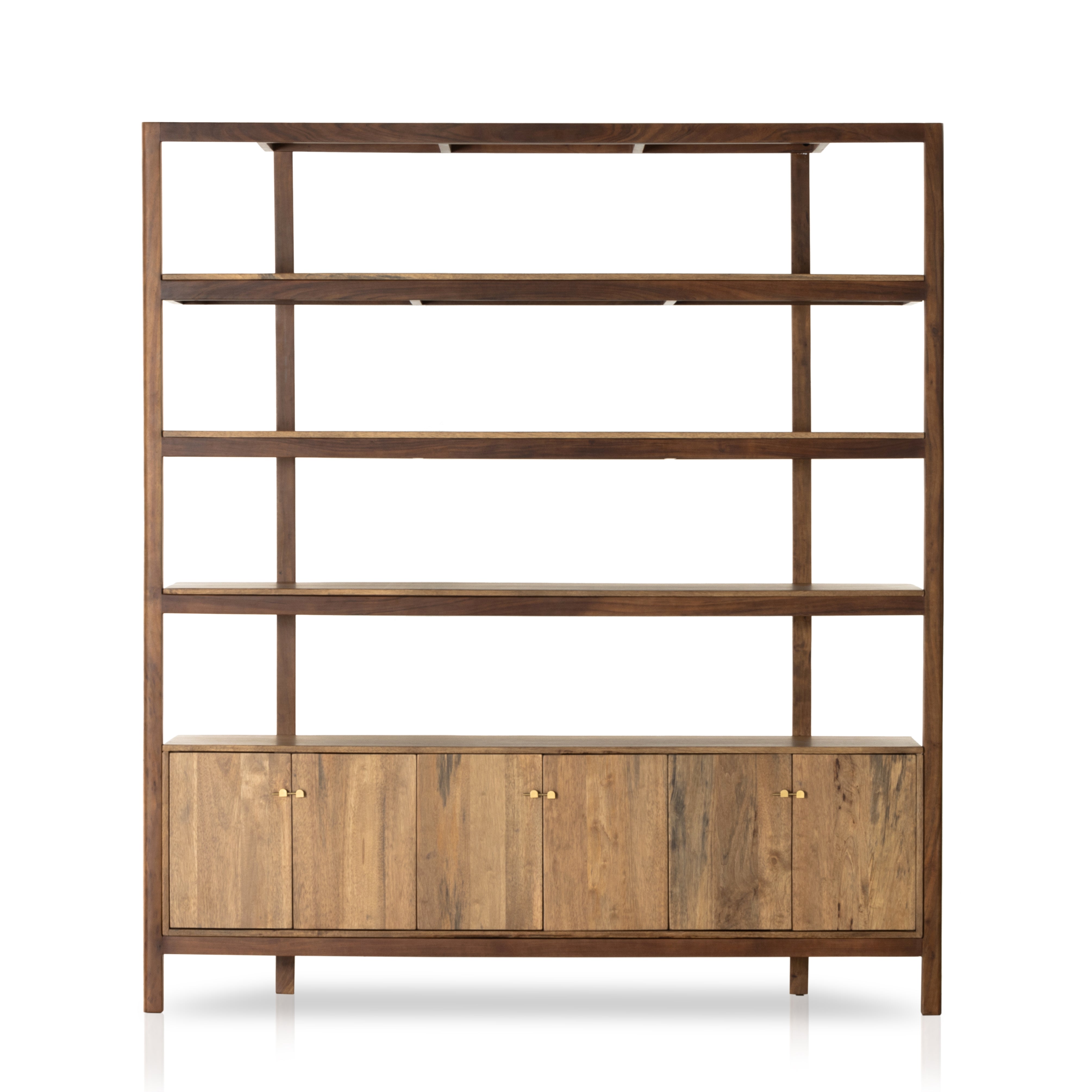 Reza Wide Bookcase-Smoked Honey Bookshelf Four Hands Four Hands, Mid Century Modern Furniture, Old Bones Furniture Company, Old Bones Co, Modern Mid Century, Designer Furniture, https://www.oldbonesco.com/