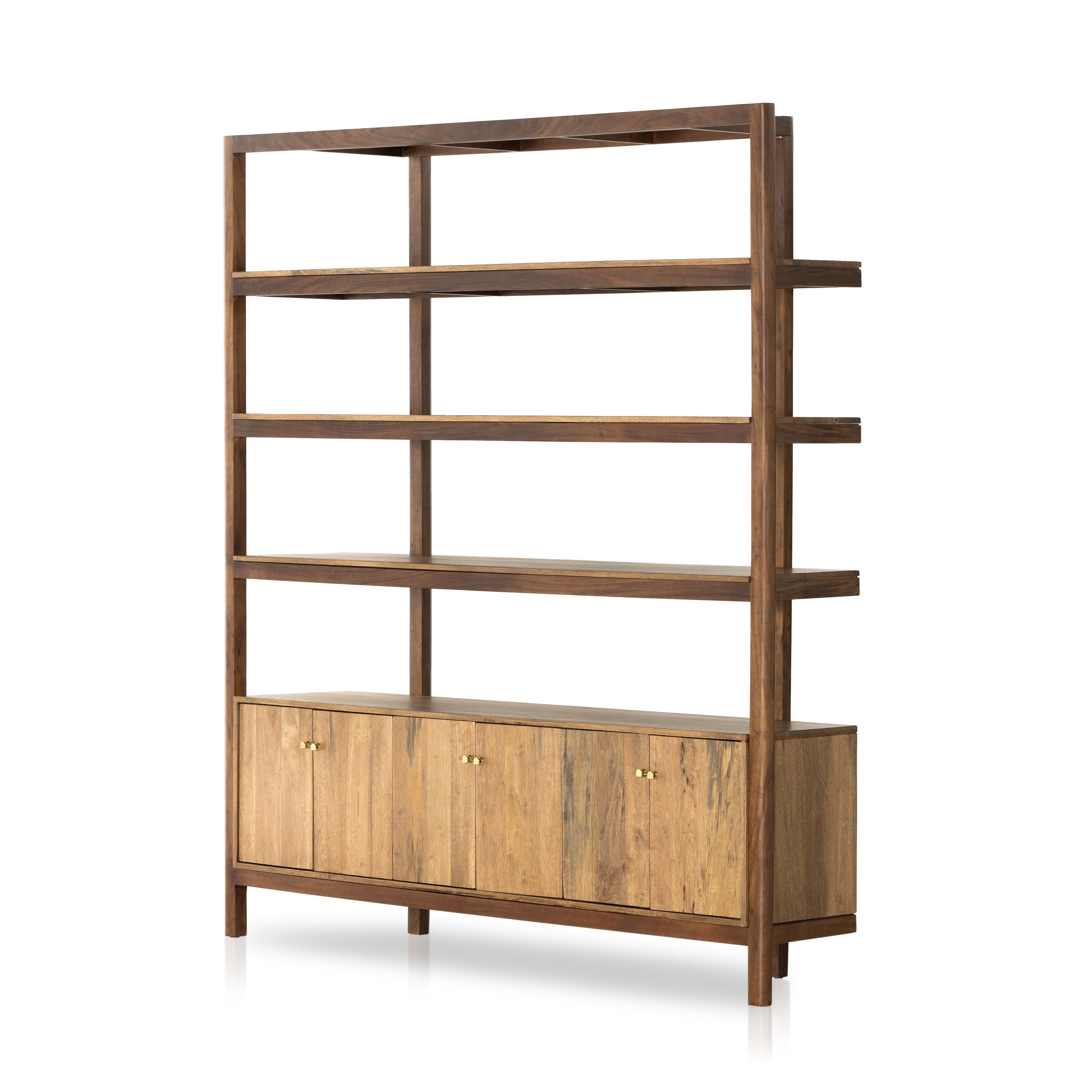 Reza Wide Bookcase-Smoked Honey Bookshelf Four Hands Four Hands, Mid Century Modern Furniture, Old Bones Furniture Company, Old Bones Co, Modern Mid Century, Designer Furniture, https://www.oldbonesco.com/