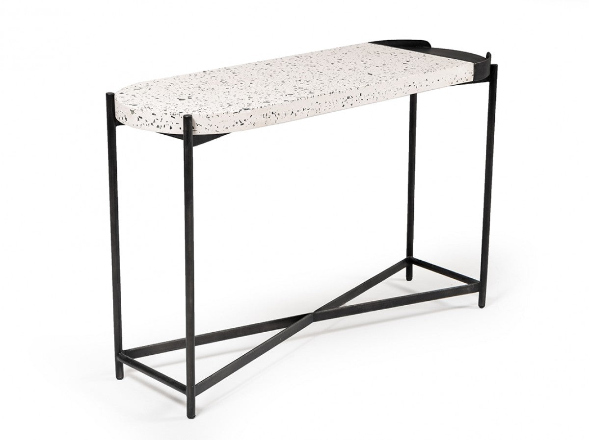 Gemini Modern White Terrazzo Concrete Console CONSOLE VIG Furniture Four Hands, Burke Decor, Mid Century Modern Furniture, Old Bones Furniture Company, Old Bones Co, Modern Mid Century, Designer Furniture, https://www.oldbonesco.com/