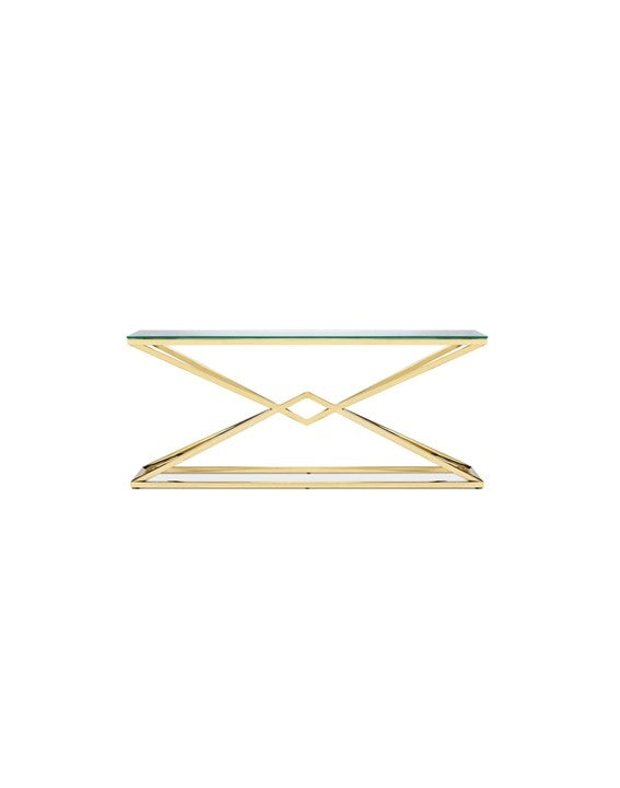 Chandler Console Table - Polished Gold Steel Console Table Lievo Four Hands, Burke Decor, Mid Century Modern Furniture, Old Bones Furniture Company, Old Bones Co, Modern Mid Century, Designer Furniture, https://www.oldbonesco.com/
