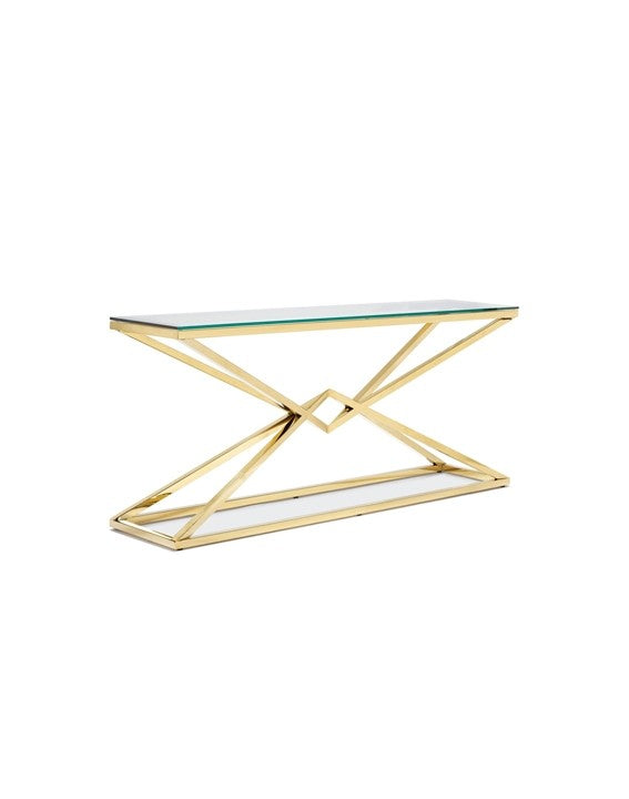 Chandler Console Table - Polished Gold Steel Console Table Lievo Four Hands, Burke Decor, Mid Century Modern Furniture, Old Bones Furniture Company, Old Bones Co, Modern Mid Century, Designer Furniture, https://www.oldbonesco.com/