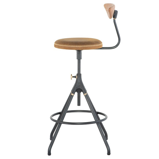 Akron Counter Stool With Back - Umber Tan BAR AND COUNTER STOOL District Eight     Four Hands, Burke Decor, Mid Century Modern Furniture, Old Bones Furniture Company, Old Bones Co, Modern Mid Century, Designer Furniture, https://www.oldbonesco.com/