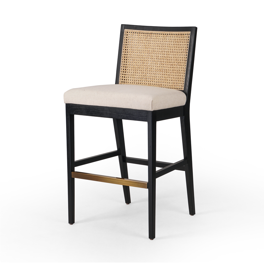 Antonia Cane Armless Stool Bar / Brushed Ebony / Savile FlaxBar & Counter Stools Four Hands Bar Brushed Ebony Savile Flax Four Hands, Mid Century Modern Furniture, Old Bones Furniture Company, Old Bones Co, Modern Mid Century, Designer Furniture, https://www.oldbonesco.com/