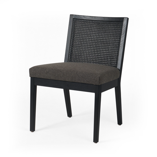 Antonia Cane Armless Dining Chair Brushed Ebony / Savile CharcoalDining Chair Four Hands  Brushed Ebony Savile Charcoal  Four Hands, Mid Century Modern Furniture, Old Bones Furniture Company, Old Bones Co, Modern Mid Century, Designer Furniture, https://www.oldbonesco.com/