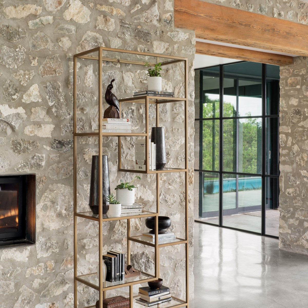 Helena Brass Bookcase Bookcase Four Hands Four Hands, Burke Decor, Mid Century Modern Furniture, Old Bones Furniture Company, Old Bones Co, Modern Mid Century, Designer Furniture, https://www.oldbonesco.com/