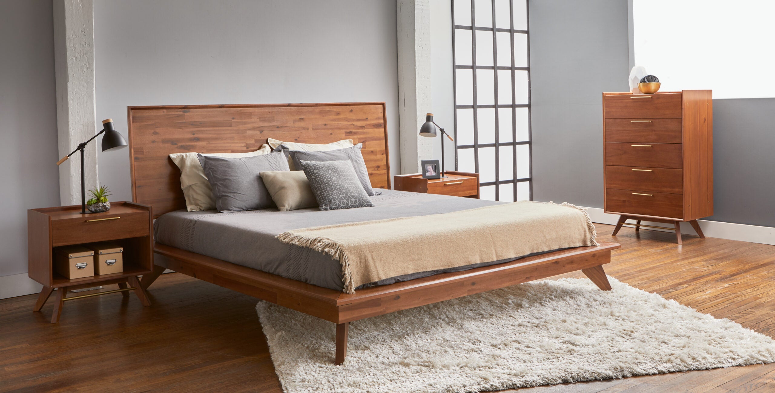 Denali Queen Bed With Slats Beds Unique Furniture Four Hands, Mid Century Modern Furniture, Old Bones Furniture Company, Old Bones Co, Modern Mid Century, Designer Furniture, https://www.oldbonesco.com/