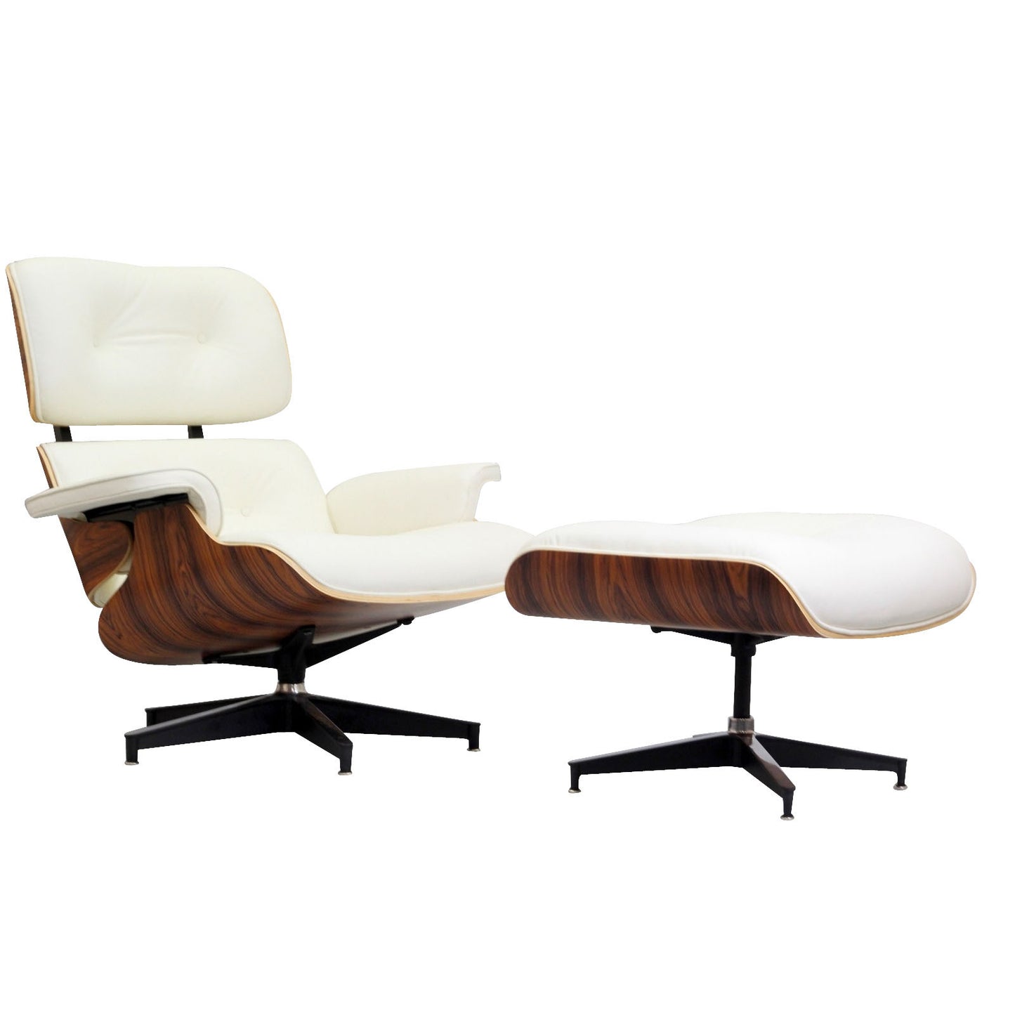 Eames Inspired Lounge Chair w/ Ottoman White RosewoodLounge Chair Kraft Interiors  White Rosewood   Four Hands, Burke Decor, Mid Century Modern Furniture, Old Bones Furniture Company, Old Bones Co, Modern Mid Century, Designer Furniture, https://www.oldbonesco.com/