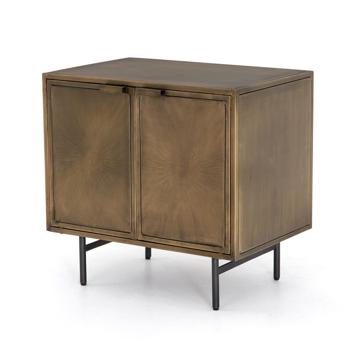 Sunburst Cabinet Nightstand Aged BrassCabinet Four Hands Aged Brass Four Hands, Burke Decor, Mid Century Modern Furniture, Old Bones Furniture Company, Old Bones Co, Modern Mid Century, Designer Furniture, https://www.oldbonesco.com/