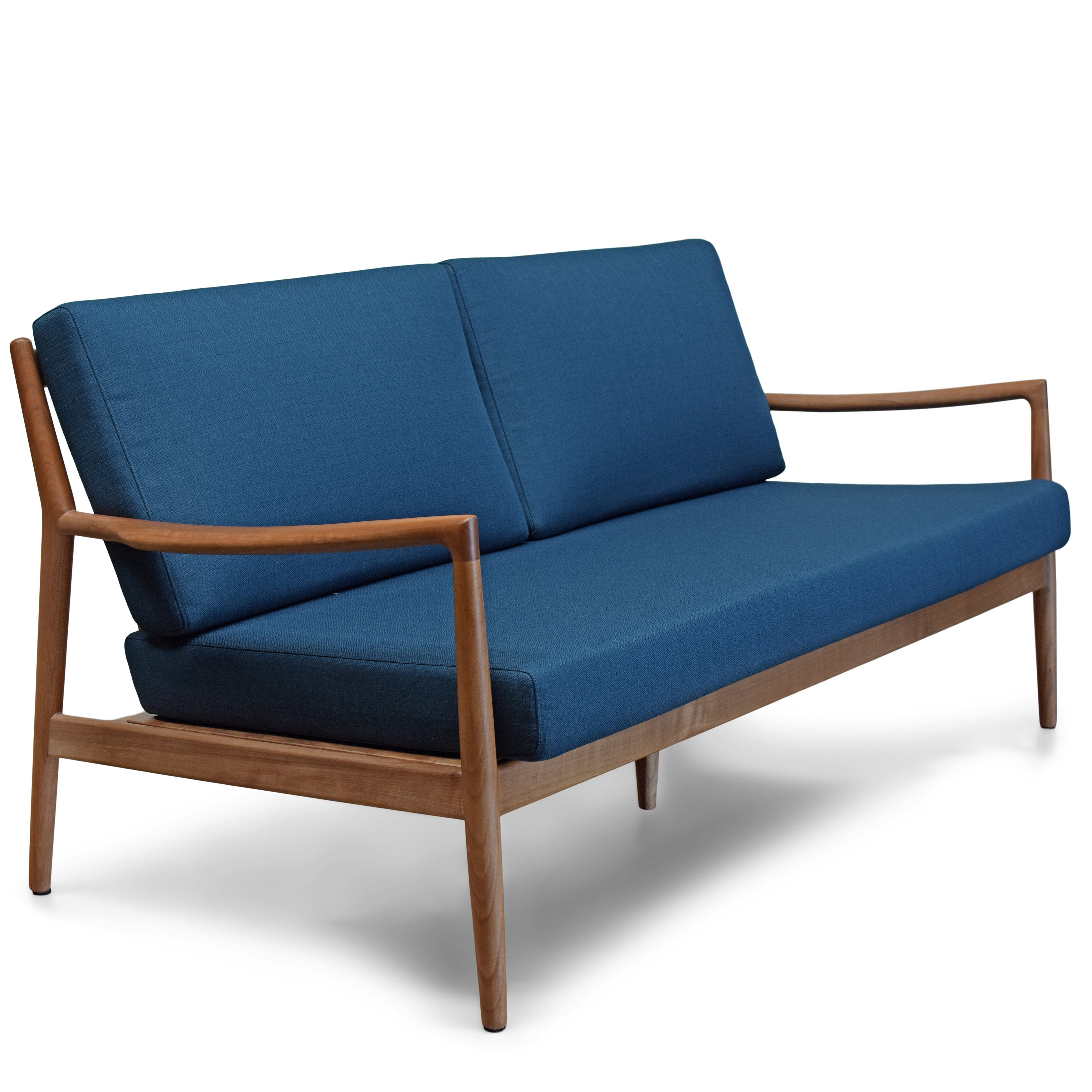 Stella Sofa Azure/NaturalWalnut Gingko Home Furnishings Azure/NaturalWalnut Four Hands, Burke Decor, Mid Century Modern Furniture, Old Bones Furniture Company, Old Bones Co, Modern Mid Century, Designer Furniture, https://www.oldbonesco.com/