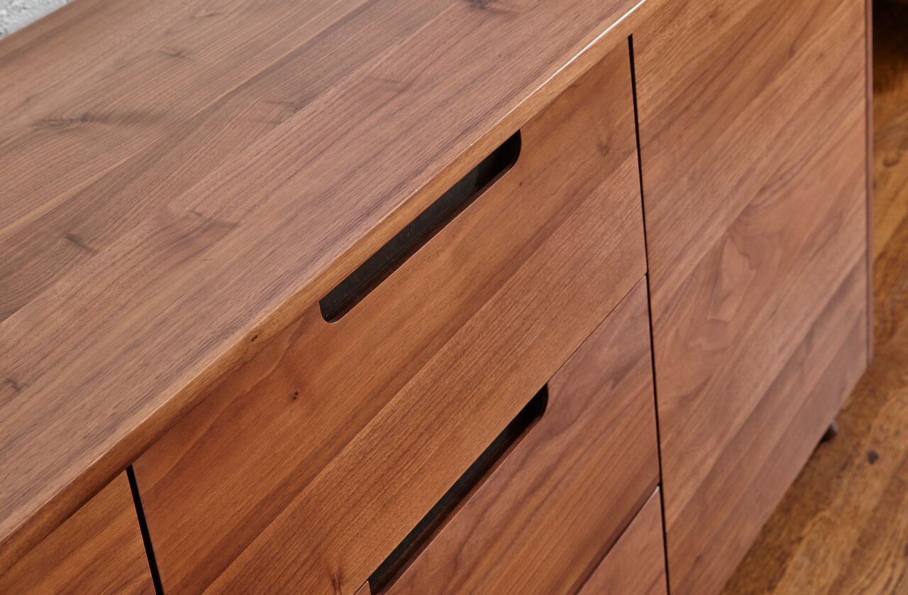 Tahoe American Walnut 3 Section Sideboard Buffet Unique Furniture Four Hands, Burke Decor, Mid Century Modern Furniture, Old Bones Furniture Company, Old Bones Co, Modern Mid Century, Designer Furniture, https://www.oldbonesco.com/