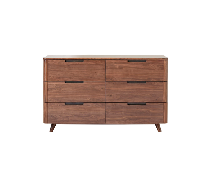 walnut dresser mid century Tahoe MCM Walnut 6 Drawer Double Dresser