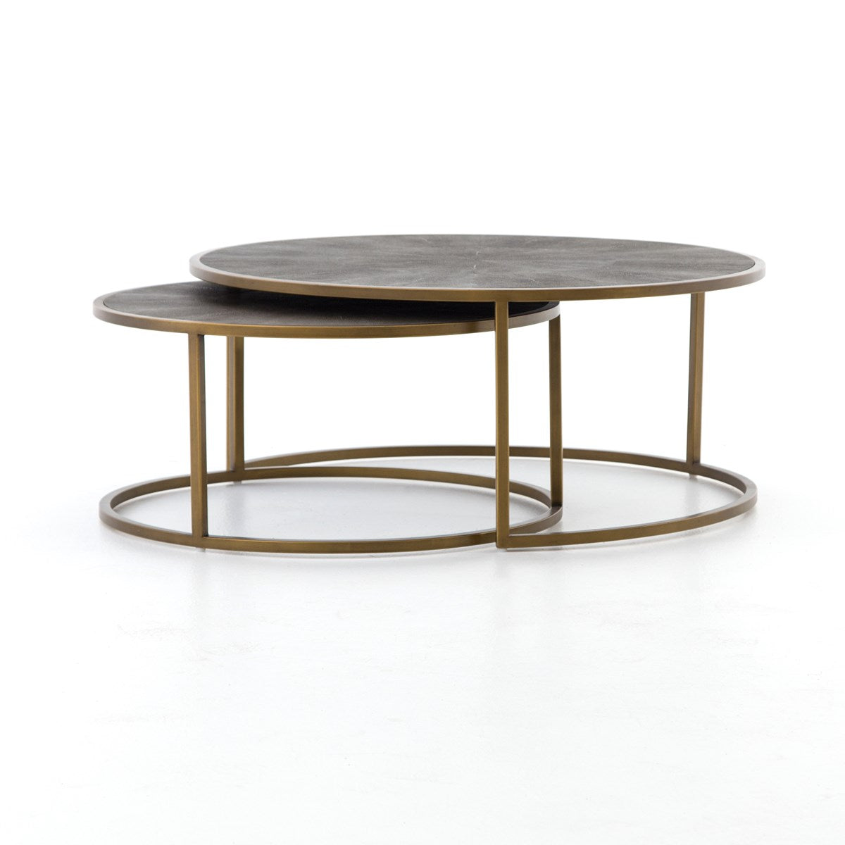 Shagreen Nesting Coffee Table Antique BrassCoffee Table Four Hands Antique Brass Four Hands, Burke Decor, Mid Century Modern Furniture, Old Bones Furniture Company, Old Bones Co, Modern Mid Century, Designer Furniture, https://www.oldbonesco.com/