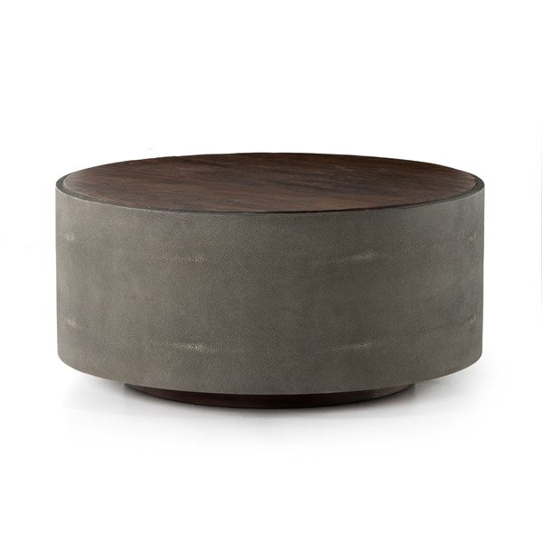 Crosby Round Coffee Table Charcoal ShagreenCoffee Tables Four Hands  Charcoal Shagreen   Four Hands, Mid Century Modern Furniture, Old Bones Furniture Company, Old Bones Co, Modern Mid Century, Designer Furniture, https://www.oldbonesco.com/