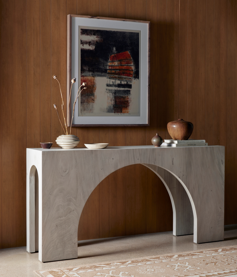 Fausto Console Table-Bleached Guanacaste Console Table Four Hands     Four Hands, Burke Decor, Mid Century Modern Furniture, Old Bones Furniture Company, Old Bones Co, Modern Mid Century, Designer Furniture, https://www.oldbonesco.com/
