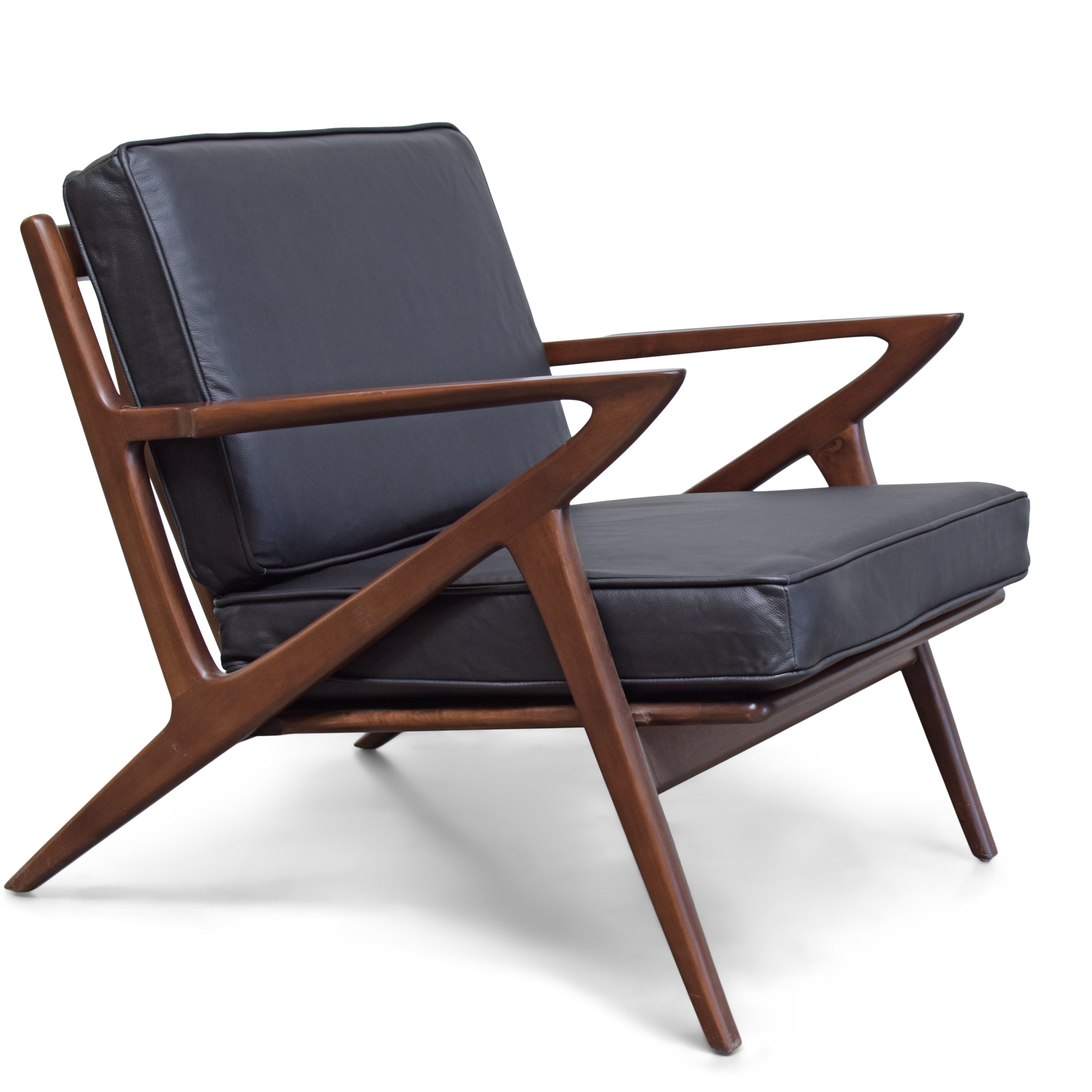 Z Lounge Chair - Walnut Black Leather Gingko Furniture Black Leather Four Hands, Burke Decor, Mid Century Modern Furniture, Old Bones Furniture Company, Old Bones Co, Modern Mid Century, Designer Furniture, https://www.oldbonesco.com/