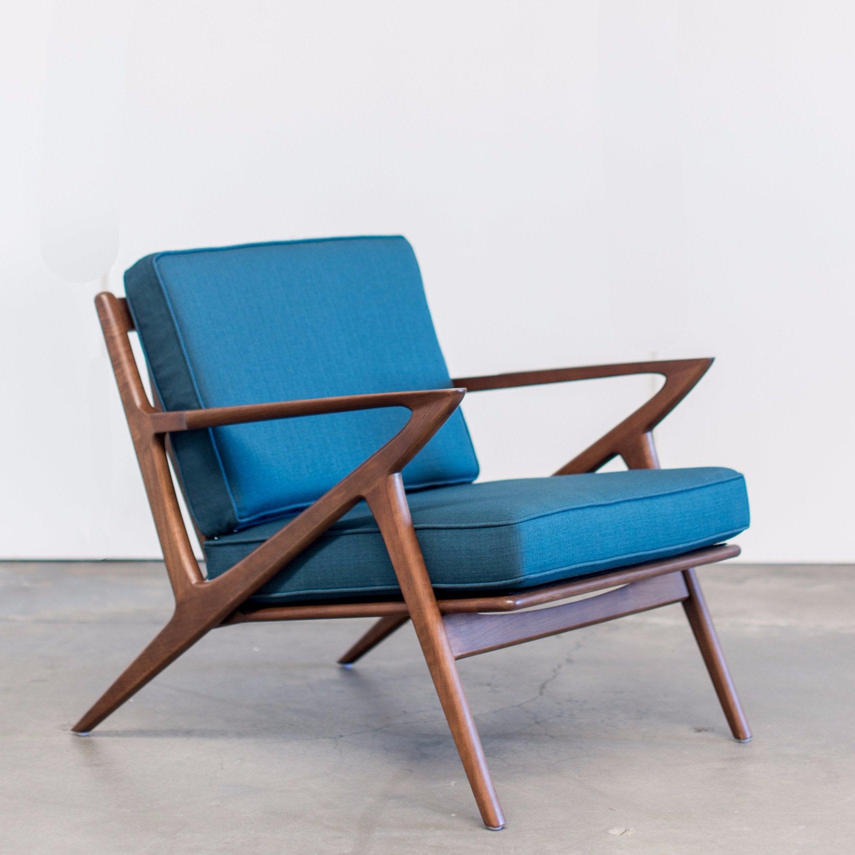 Z Lounge Chair - Walnut Azure Blue Gingko Furniture Azure Blue Four Hands, Burke Decor, Mid Century Modern Furniture, Old Bones Furniture Company, Old Bones Co, Modern Mid Century, Designer Furniture, https://www.oldbonesco.com/