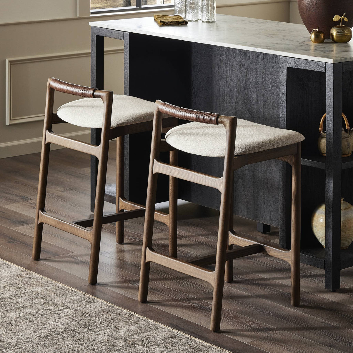 Baden Bar + Counter Stool by Four Hands in a styled interior