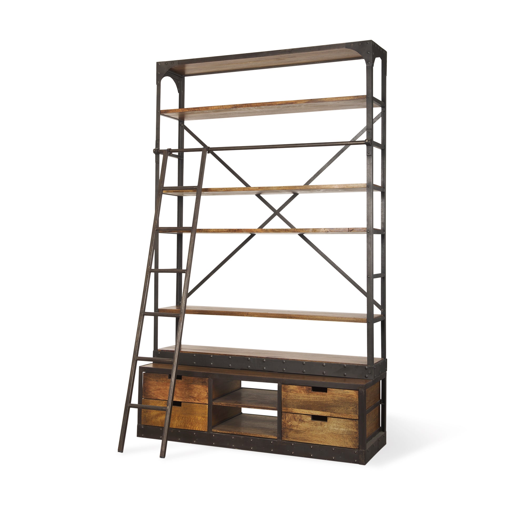 Brodie II Medium Brown Wood Black Ladder 4-Shelf Shelving Unit Bookcases & Shelves Mercana , Black Friday Sale Mercana Furniture Sale, Old Bones Co, Mid Century Furniture Sale, Four Hands Furniture, Black Friday Sale Brodie II Medium Brown Wood Black Ladder 4-Shelf Shelving Unit,Gus Sale, Perigold Brodie II Medium Brown Wood Black Ladder 4-Shelf Shelving Unit Bookcases & Shelves Black Friday Sale , Perigold Sale Brodie II Medium Brown Wood Black Ladder 4-Shelf Shelving Unit,Brodie II Medium Brown Wood Black