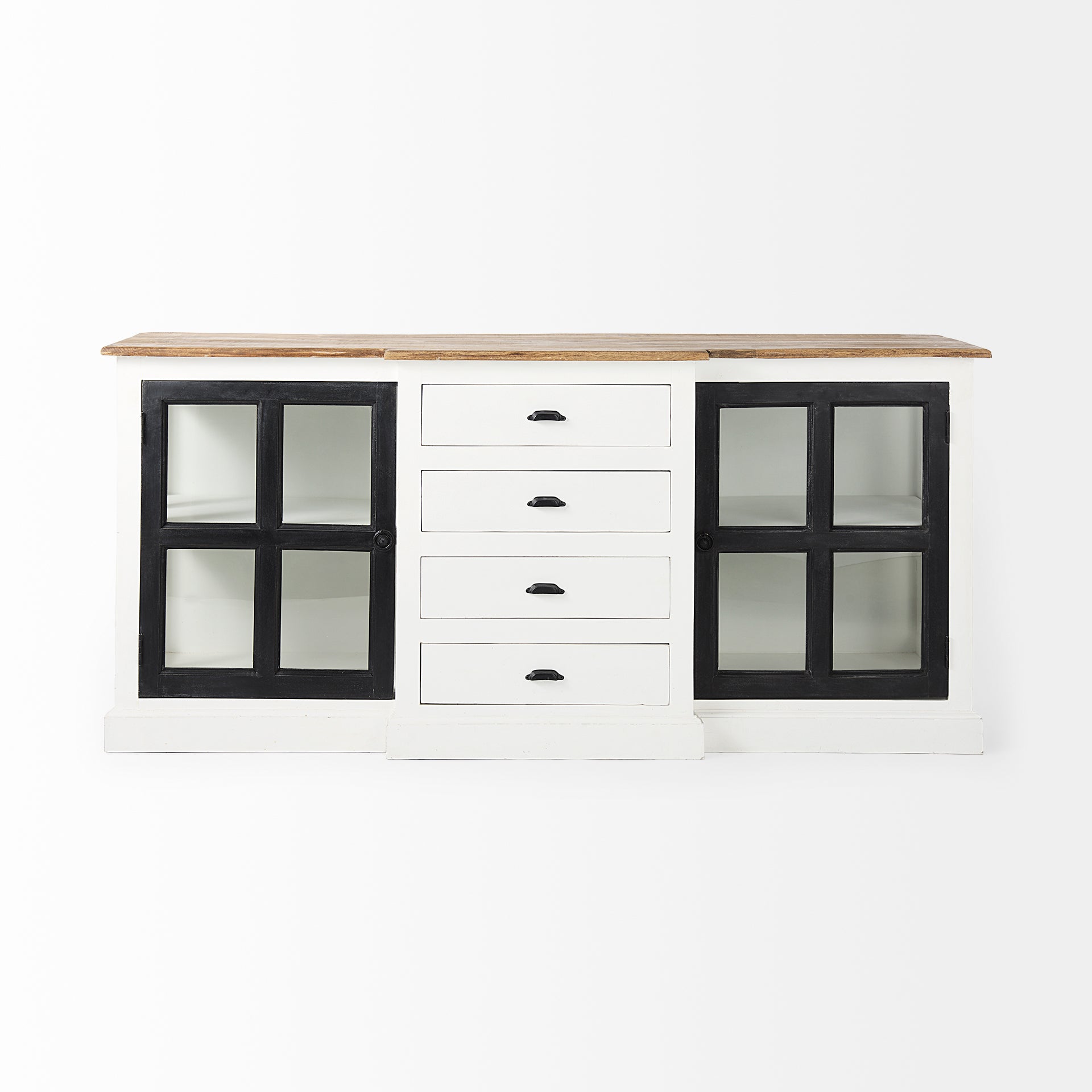 Bourchier White with Black Solid Wood Frame Brown Top 4-Drawer 2-Glass Cabinet Buffet Credenzas & Sideboards Mercana , Black Friday Sale Mercana Furniture Sale, Old Bones Co, Mid Century Furniture Sale, Four Hands Furniture, Black Friday Sale Bourchier White with Black Solid Wood Frame Brown Top 4-Drawer 2-Glass Cabinet Buffet,Gus Sale, Perigold Bourchier White with Black Solid Wood Frame Brown Top 4-Drawer 2-Glass Cabinet Buffet Credenzas & Sideboards Black Friday Sale , Perigold Sale Bourchier White with 