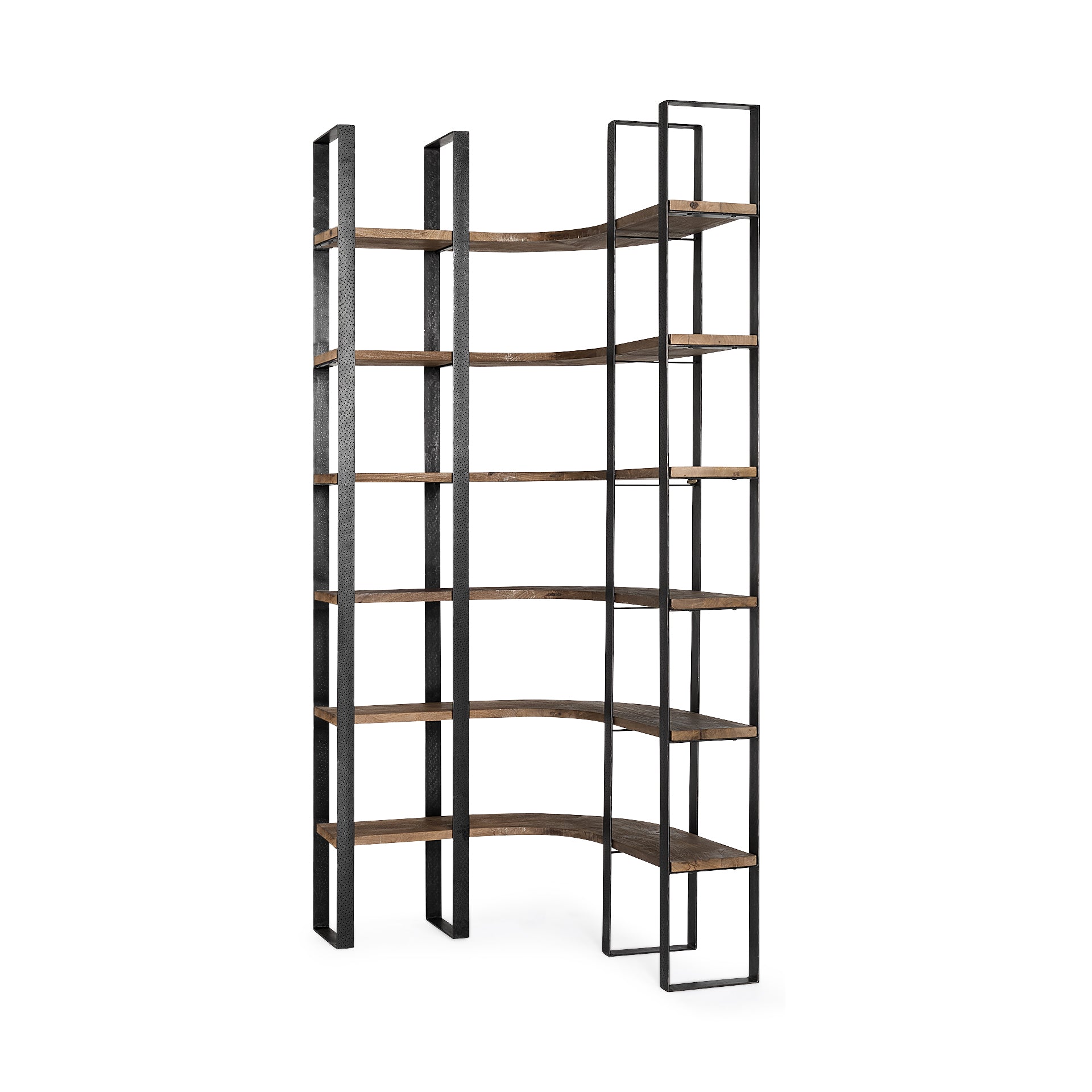 Turner II Curved Dark Brown Wood And Black Iron 6-Shelving Unit Bookcases & Shelves Mercana , Black Friday Sale Mercana Furniture Sale, Old Bones Co, Mid Century Furniture Sale, Four Hands Furniture, Black Friday Sale Turner II Curved Dark Brown Wood And Black Iron 6-Shelving Unit,Gus Sale, Perigold Turner II Curved Dark Brown Wood And Black Iron 6-Shelving Unit Bookcases & Shelves Black Friday Sale , Perigold Sale Turner II Curved Dark Brown Wood And Black Iron 6-Shelving Unit,Turner II Curved Dark Brown W