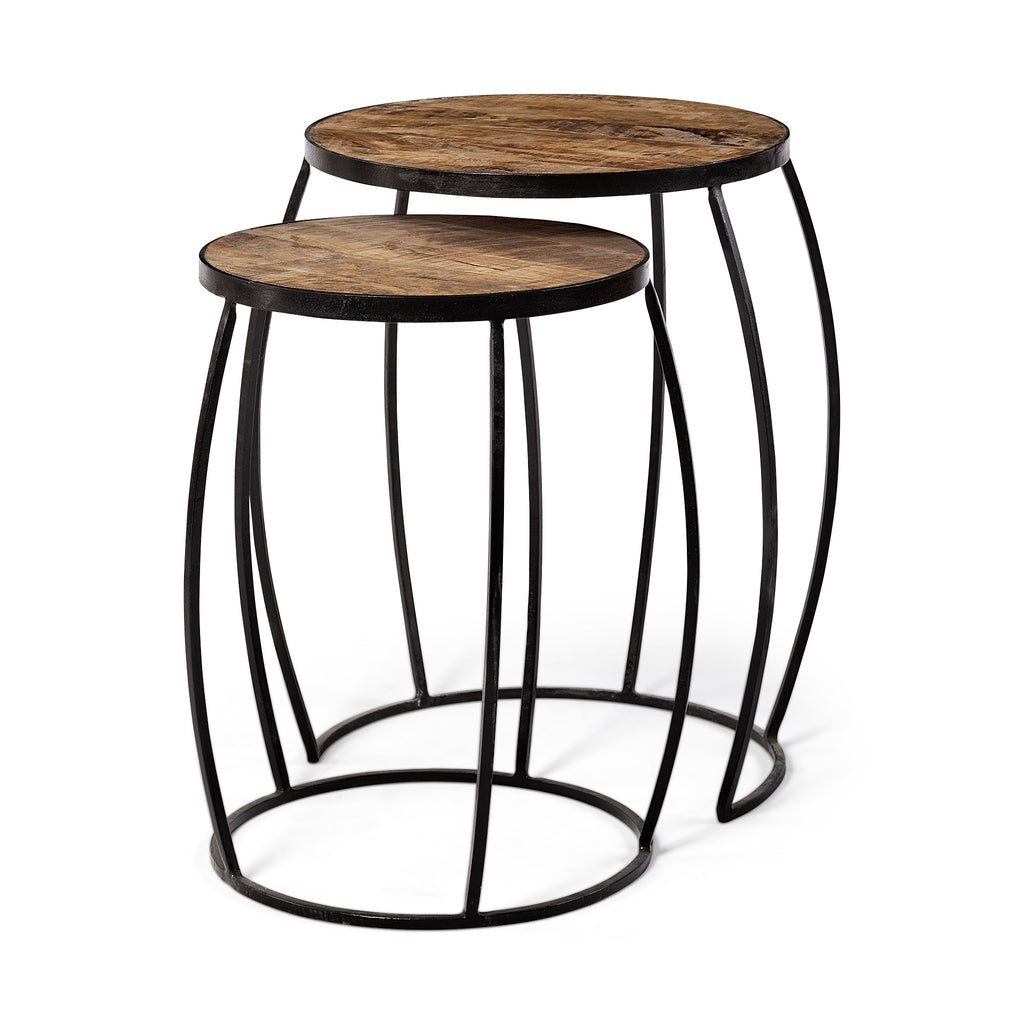 Clapp IV Brown Round Nesting Accent Tables - Set of 2