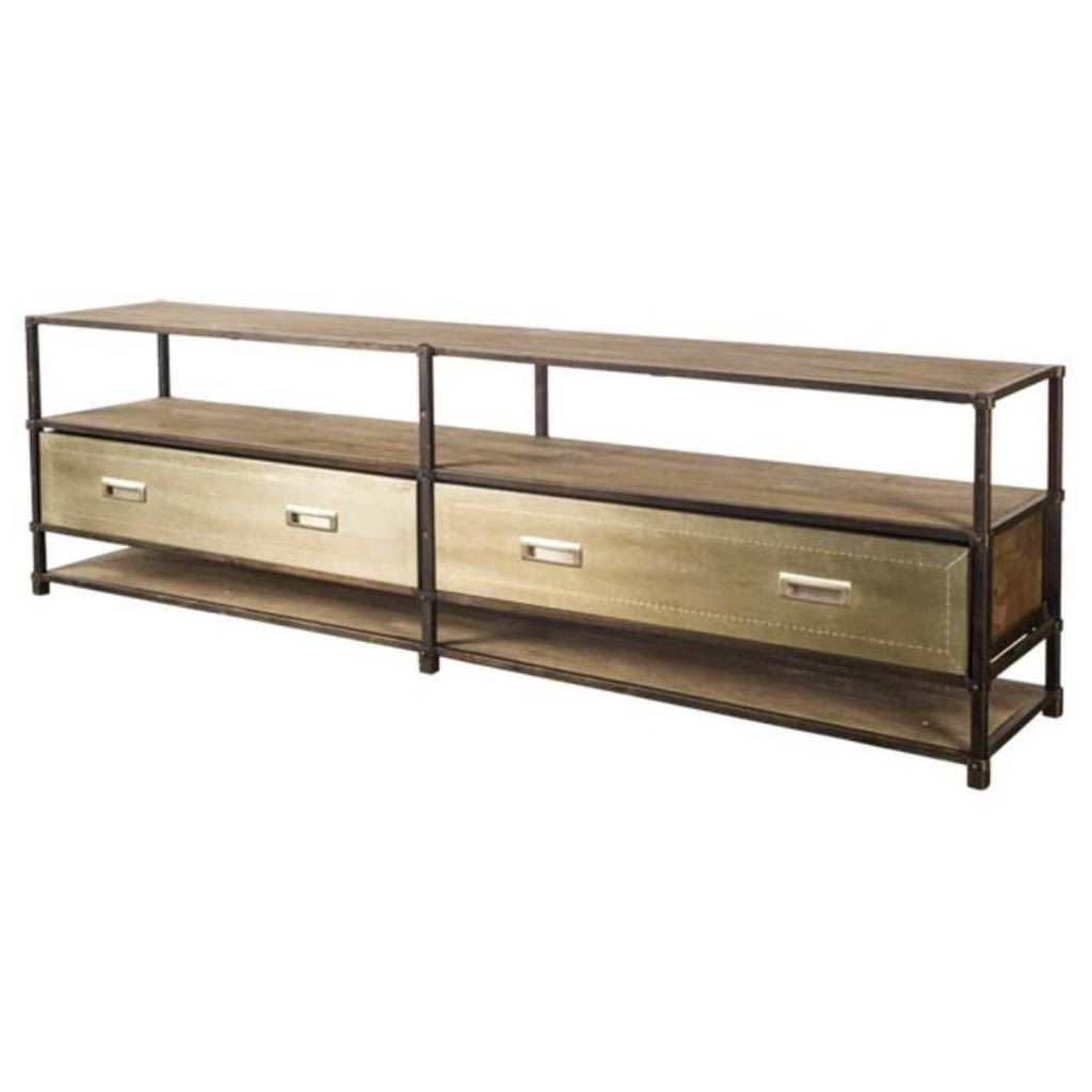 Farrow Brass Wood and Metal TV Stand Media Console with Storage