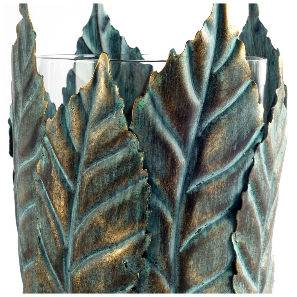 Pana Green with Gold Metal Leaf Table Candle Holder