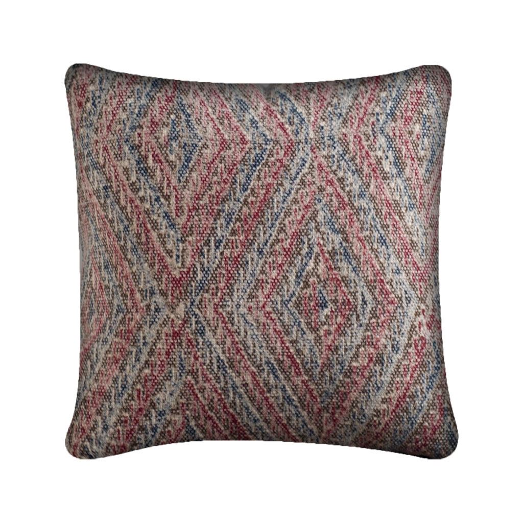 Nicand Red with Blue Diamond Pattern Decorative Pillow Cover