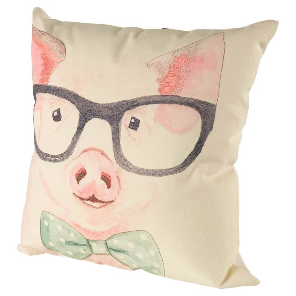 Gunther Pink Pig with Glasses Decorative Pillow Cover