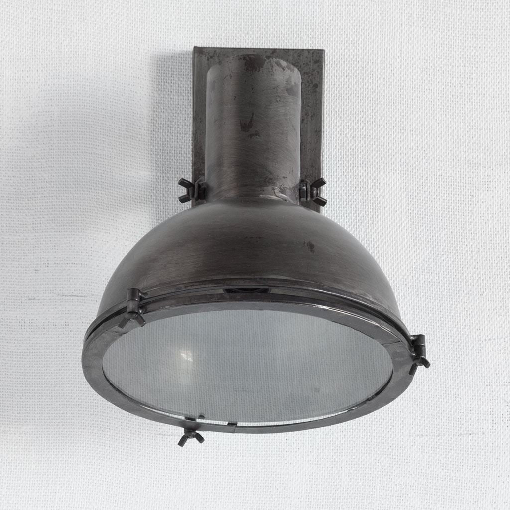 Taza Gray Metal Dome Shade Wall Sconce