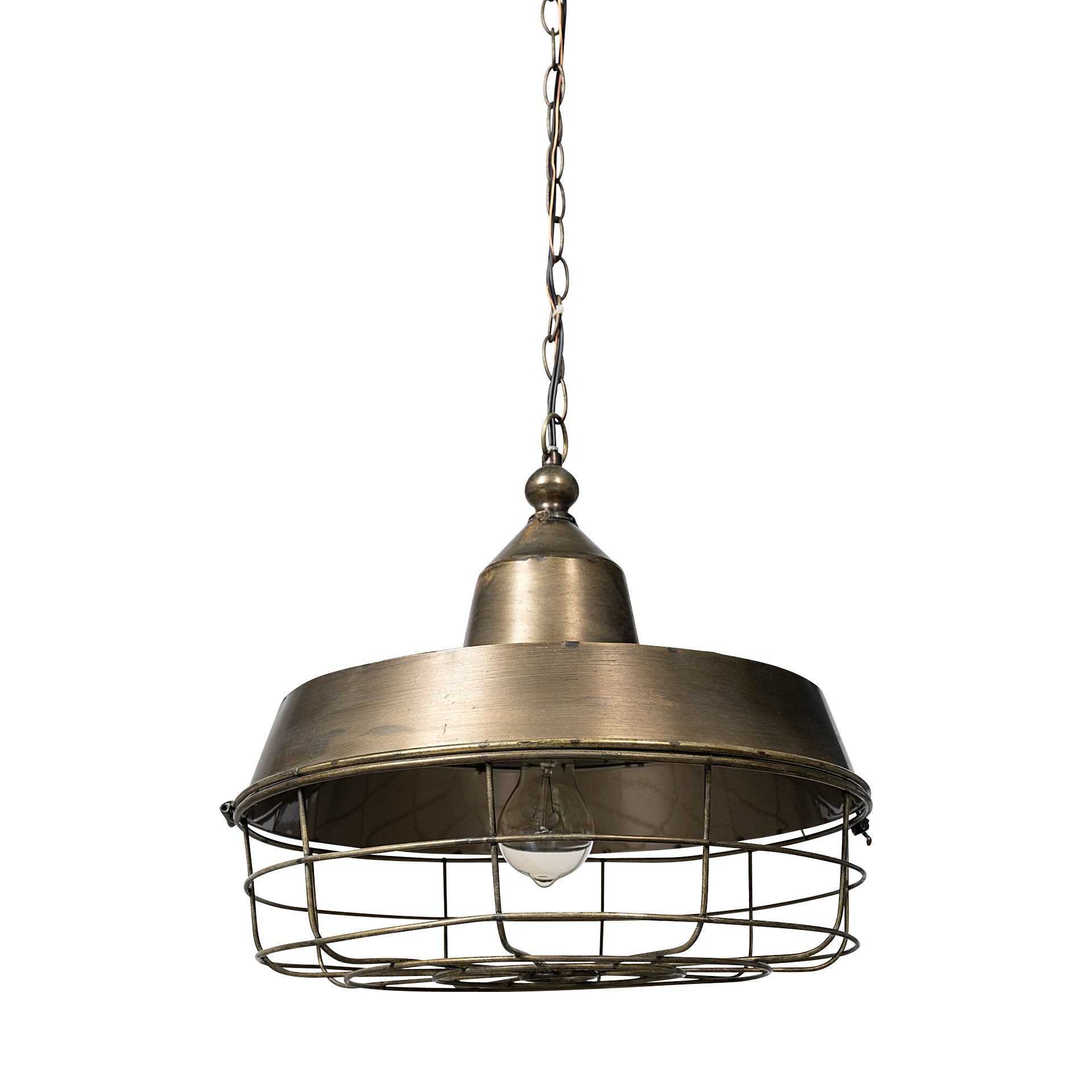 Tahla Gold Toned Metal Cage Pendant Light