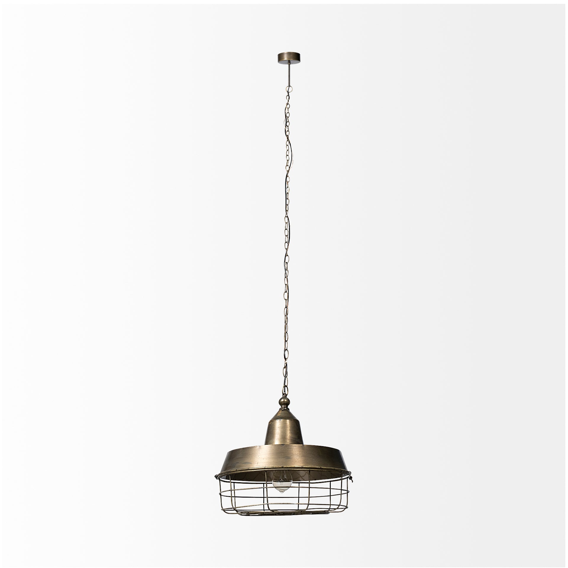 Tahla Gold Toned Metal Cage Pendant Light