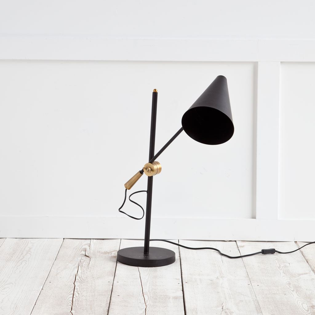 Fragon II Black/Gold Metal Adjustable Cone Shade Table Lamp