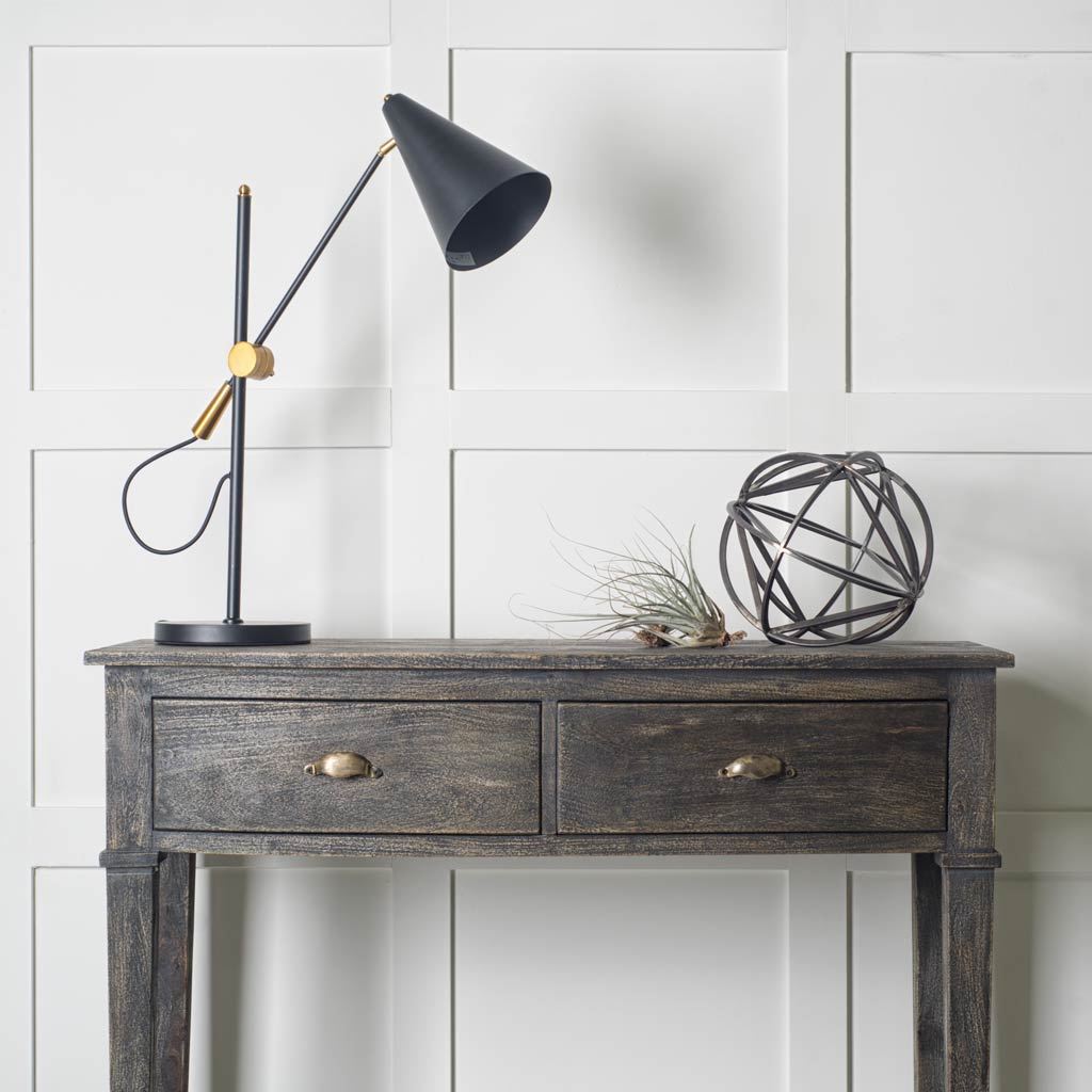 Fragon II Black/Gold Metal Adjustable Cone Shade Table Lamp