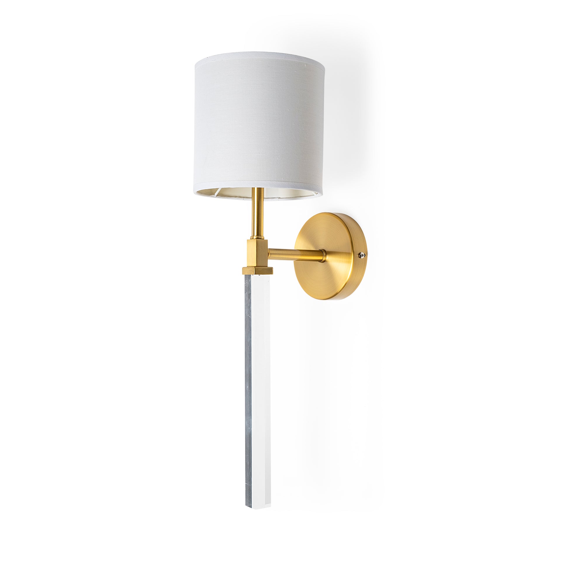 Santander II Gold Metal and White Linen Shade Wall Sconce
